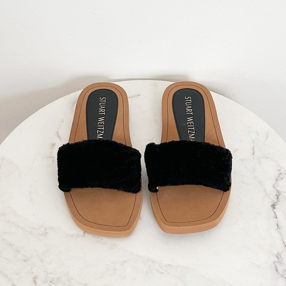 STUART WEITZMAN NEW Cammy Leather Slide Sandals Black Size 8 US 38.5 EU - Picture 6 of 10